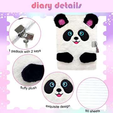 RLGPBON Diary for Girls with lock and keys, Kids Journal School Travel Notebook Gift Set for Writing and Drawing, Secret Diary with Multicolored Stickers