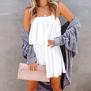 EXLURA Womens Spaghetti Strap Pleated Short Jumpsuit