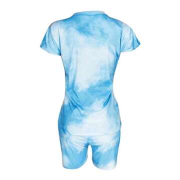 JURIS Women's 2 Piece Tracksuit Tie Dye Short Sleeve T-Shirt Shorts Set Outfits