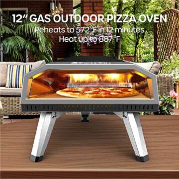 ECOWELL Gas Pizza Oven Outdoor, 12 Inch Portable Pizza Oven with Pizza Stone/Peel/Cutter, Infrared T...