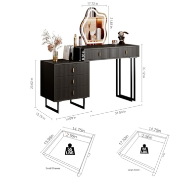 Stylish Ieejdn Black Vanity Desk with Adjustable Features