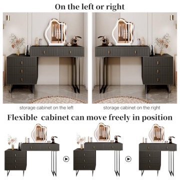 Stylish Ieejdn Black Vanity Desk with Adjustable Features