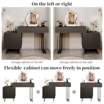 Stylish Ieejdn Black Vanity Desk with Adjustable Features