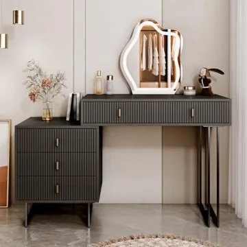 Stylish Ieejdn Black Vanity Desk with Adjustable Features