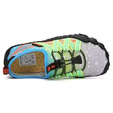 UBFEN Water Shoes for Kids Boys Girls Aqua Socks Barefoot Beach Sports Swim Pool Quick Dry Lightweight Toddler Little Big Kid C Grey Green 13 Little Kid