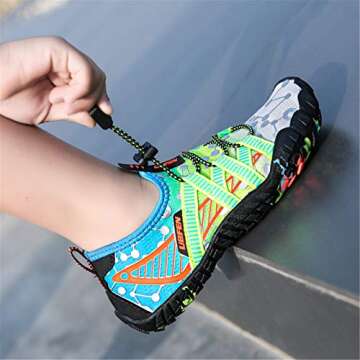 UBFEN Water Shoes for Kids Boys Girls Aqua Socks Barefoot Beach Sports Swim Pool Quick Dry Lightweight Toddler Little Big Kid C Grey Green 13 Little Kid