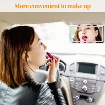 Car Sun Visor Vanity Mirror: Pink Rechargeable Led Makeup Mirror with 3 Light Modes & Dimmable Touch Screen - Car Mirror Accessories for Women Girl