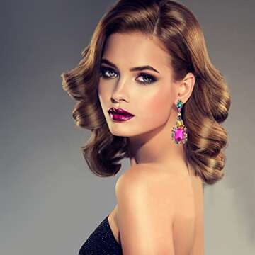 Colorful Zinc Rhinestone Dangle Statement Earrings