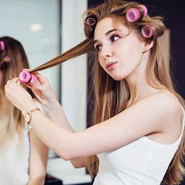 Self Grip Hair Rollers Set, Self Holding Rollers and Multicolor Plastic Duck Teeth Bows Hair Clips Hairdressing Curlers for Women, Men and Kids (44 mm, 36 mm, 25 mm, 48 Pieces)