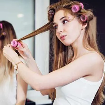 Self Grip Hair Rollers Set, Self Holding Rollers and Multicolor Plastic Duck Teeth Bows Hair Clips Hairdressing Curlers for Women, Men and Kids (44 mm, 36 mm, 25 mm, 48 Pieces)