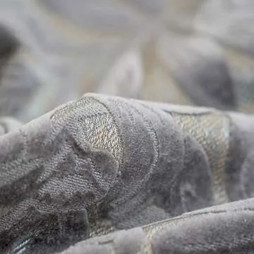 Alerfa 12 x 20 Inch Gray Silver Rectangle Maple Leaf Pillow Embroidery Cut Velvet Cushion Case Luxury Modern Lumbar Throw Pillow Cover Decorative Pillow for Couch Sofa Living Room Bedroom Car