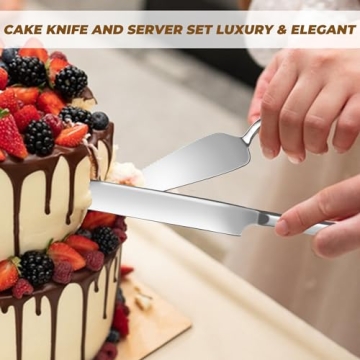 Silver Cake Stand Sets, Metal Dessert Table Display Tiered Cupcake Holder Food Fruit Donut Plate Serving Tower Tray Platter With Tong, Cake Knife and Server Set For Wedding Birthday Party Decor 11PCS