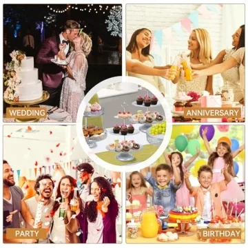 Silver Cake Stand Sets, Metal Dessert Table Display Tiered Cupcake Holder Food Fruit Donut Plate Serving Tower Tray Platter With Tong, Cake Knife and Server Set For Wedding Birthday Party Decor 11PCS