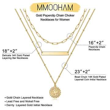 M MOOHAM Dainty Gold Bottom Initial Necklace – Customizable Style