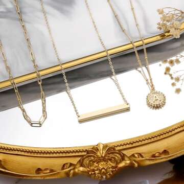 M MOOHAM Dainty Gold Bottom Initial Necklace – Customizable Style