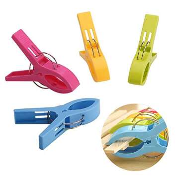 KSPOWWIN 20 Pack Beach Towel Clips Chair Clips Towel Holder for Beach Chair Pool Chairs on Cruise-Jumbo Size, Plastic Chair Towel Clips Clamp Holder-Keep Your Towel from Blowing Away, Clothes Lines