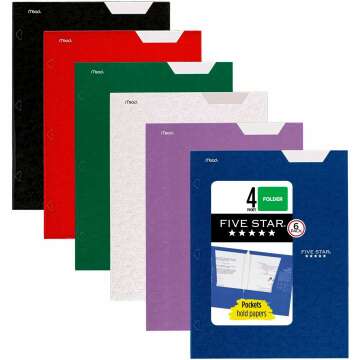 5-Star 4-Pocket Folders: Writable & Colorful Mix