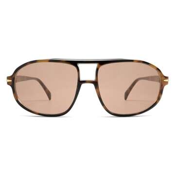 HERJOUR Retro Aviator Trendy Sunglasses Womens Mens 70s Classic Vintage Double Bridge Sun Glasses AR82209