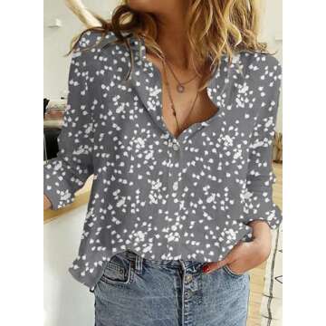 Dokotoo Womens Juniors Summer Tops 2025 Fashion Trendy Casual Dressy Fall Long Sleeve Button Down Bl...