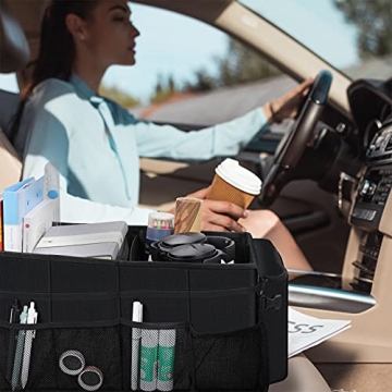 Car Organizer- Car Seat Organizer for Front Seat Back Seat Between Seats, Car Storage Organizer for Kids Adults with Multi-Pockets-Car Organizers and Storage with Adjustable Dividers& Tissue Pocket