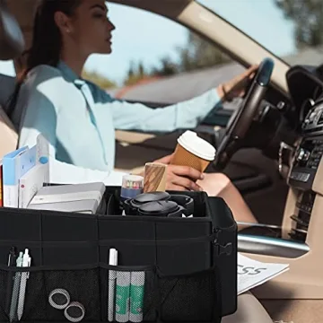 Car Organizer- Car Seat Organizer for Front Seat Back Seat Between Seats, Car Storage Organizer for Kids Adults with Multi-Pockets-Car Organizers and Storage with Adjustable Dividers& Tissue Pocket
