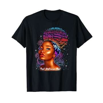 Gorgeous Sophisticated Queen Afro Word Art That Melanin Tho T-Shirt