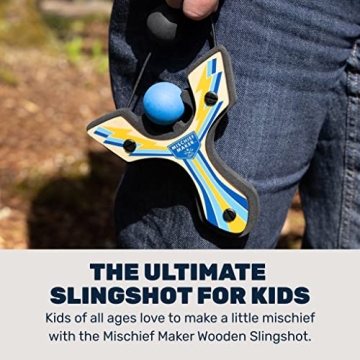 Mighty Fun Mischief Maker Wooden Slingshot for Kids