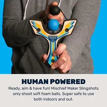 Mighty Fun Mischief Maker Wooden Slingshot for Kids