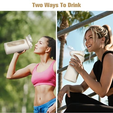 64oz Glass Water Bottles with Straw, Motivational Water Bottle with Silicone Sleeve & Double Drinking Lid Handle, Leakproof & BPA Free Reusable Water Jug with Sports Outdoors (White)