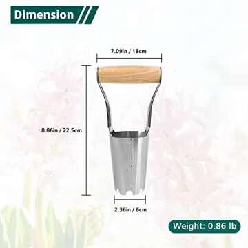 Berry&Bird Garden Bulb Planter with 4 Inches Depth Mark, Stainless Steel Gardening Bulb Transplanter Tool with Short Handle for Planting Flowers Tulips, Daffodils, Lily, Dahlias