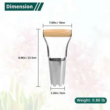 Berry&Bird Garden Bulb Planter with 4 Inches Depth Mark, Stainless Steel Gardening Bulb Transplanter Tool with Short Handle for Planting Flowers Tulips, Daffodils, Lily, Dahlias