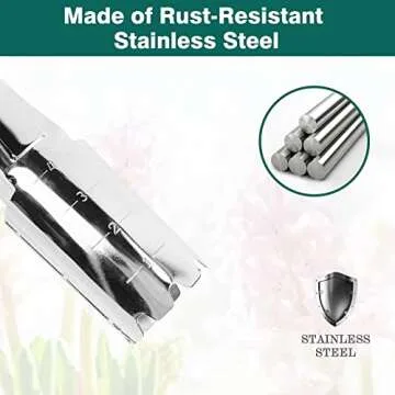 Berry&Bird Garden Bulb Planter with 4 Inches Depth Mark, Stainless Steel Gardening Bulb Transplanter Tool with Short Handle for Planting Flowers Tulips, Daffodils, Lily, Dahlias