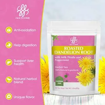 Premium Roasted Dandelion Root Tea with Milk Thistle and Peppermint - Herbal Tea for Cleanse and Dig...