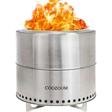 19 Inch Portable Smokeless Fire Pit with Stand