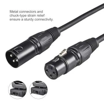 DMX Cable 25ft, 4 Pack 7.62m DMX Cables 3 Pin Signal XLR Male to Female DMX Cable Wire, with Metal Connectors for Signal Transmission for DJ Lighting Equipment and Stage Lighting