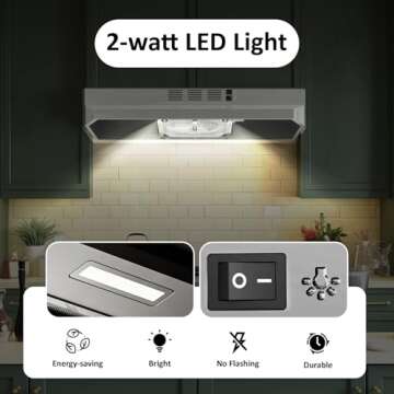 VIKIO HOME 30-Inch Kitchen Hood - 300 CFM Under Cabinet Range