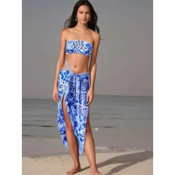 Rastogi Handicrafts 100% Cotton Block Print Sarong Swimsuit Wrap Cover Up Long Women’s Apparel Fabric (73" x 44") (Blue 5)