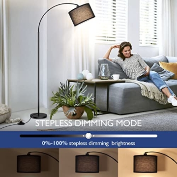 Bdrofn Arc Floor Lamp with Remote Control and Dimming Features