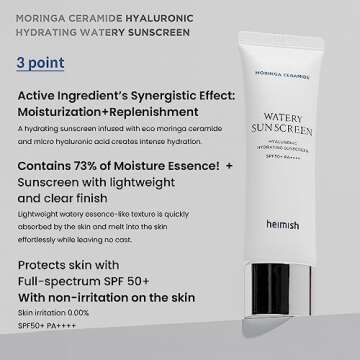 HEIMISH Moringa Ceramide Hyaluronic Hydrating Watery Sunscreen 50ml/1.69fl.oz