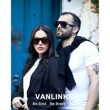 VANLINKER Retro Aviator Polarized Sunglasses for Men Women Trendy 70s Vintage Plastic Frame Sun Glasses VL9750 Brown Tortoise/Brown Lens