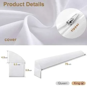 Vekkia King Bed Wedge Pillow for Headboard/Wedge Pillow Headboard/Bed Gap Filler/Headboard Pillow,Pillow Wedge for Headboard Gap0-3.5",Stop Loosing Your Pillows,Phone&Glasses(White 76"x6.5"x4.5")