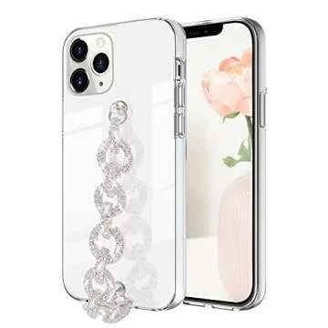 Bonitec for iPhone 11 Pro Max Case Clear Bracelet 3D Glitter Sparkle Bling Strap Luxury Shiny Crysta...