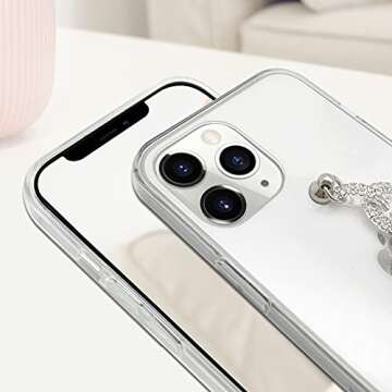Bonitec for iPhone 11 Pro Max Case Clear Bracelet 3D Glitter Sparkle Bling Strap Luxury Shiny Crystal Rhinestone Diamond Silver Chain Protective Cover for Ladys, Girls and Women