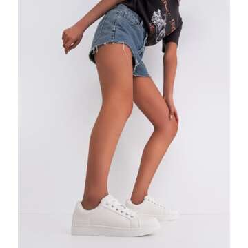 Vepose Women's White Walking Casual Sneakers, Dressy Arch Support Comfortable Low Top Tennis Lace Up...