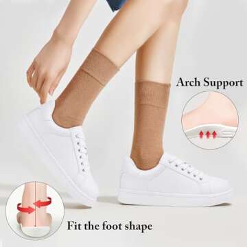 Vepose Women's White Walking Casual Sneakers, Dressy Arch Support Comfortable Low Top Tennis Lace Up 8003 Shoes, Size 6M US, (CJY8003 White 06)