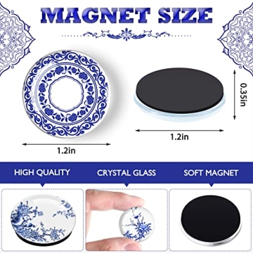 Unique Blue and White Porcelain Magnets Set for Fridge