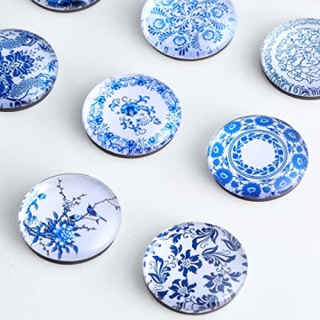 Unique Blue and White Porcelain Magnets Set for Fridge