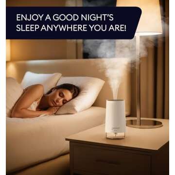 GENIANI Portable Cool Mist Humidifiers for Bedroom & Office - Ultrasonic Humidifier for Home, Baby, Small Room with Auto Shut Off, 250ML Easy to Clean Water Tank