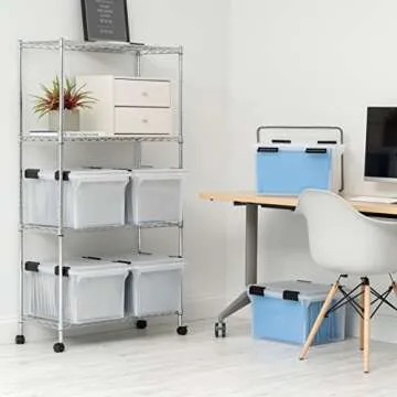 IRIS USA File Box WeatherPro File Organizer Plastic File Box for Letter/Legal File, Water Resistant Document Box, Durable Lid, Seal w/ Secure Latching Buckles, Stackable, Nestable, Clear 32 Qt. 1Pack