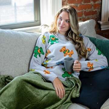 Ripple Junction Grateful Dead Men's Sweater Scattered Dancing Bears Band Christmas Holiday Small